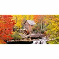 Biggies Waterwheel View - Weather Proof Scene for Window Wells or Wall Mural - 120 in. x 60 in.