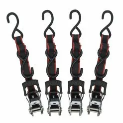 Husky 1 in. x 12 ft. Ratchet Tie Down With S Hook (4-Pack)