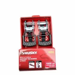 Husky 16 ft. x 1.25 in. Ratchet Tie-Down Straps with S-Hook (2-Pack)
