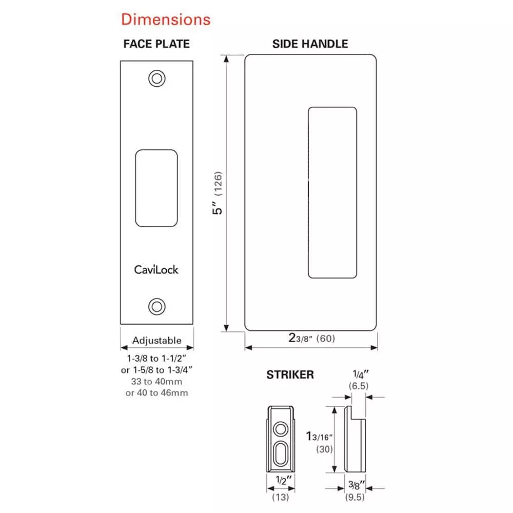 CS CAVITY SLIDER 200 Series CaviLock 1-3/8 in. Oil Rubbed Bronze Non-Magnetic Passage Pocket Door Lock - Image 2