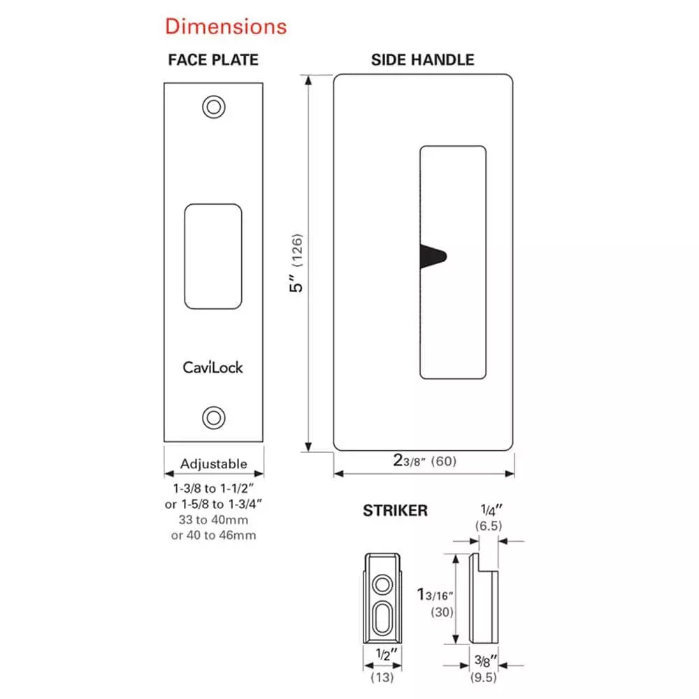 CS CAVITY SLIDER 200 Series CaviLock 1-3/4 in. Satin Nickel Magnetic Privacy Non-Handed Pocket Door Lock - Image 2