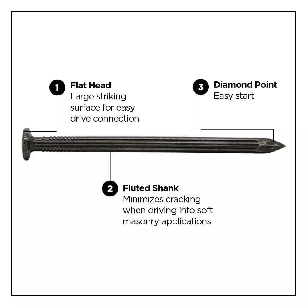 PRO-FIT 2 in. (6D) Brite Fluted Masonry Nail 1 lb. (93-Count) - Image 3