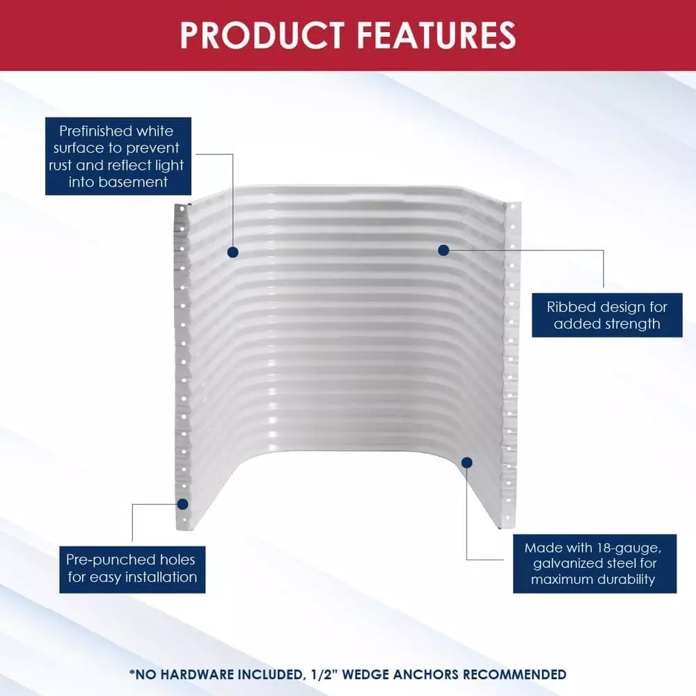 SHAPE PRODUCTS 50 in. W x 36 in. D x 72 in. H White Steel Egress Window Well - Image 3