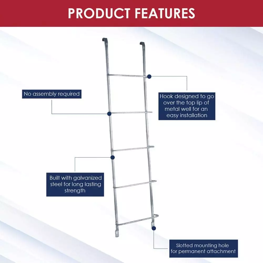SHAPE PRODUCTS 5-Step Steel Window Well Escape Ladder - Image 2
